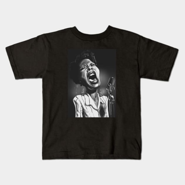 Billie Holliday Kids T-Shirt by cristinatorbellina